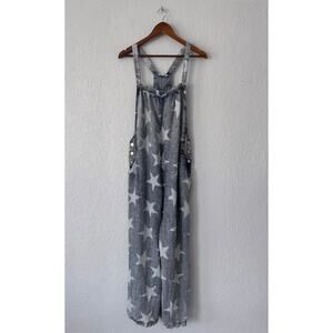 ee:some White Star Patterned Denim Pant Length Overalls Size Large